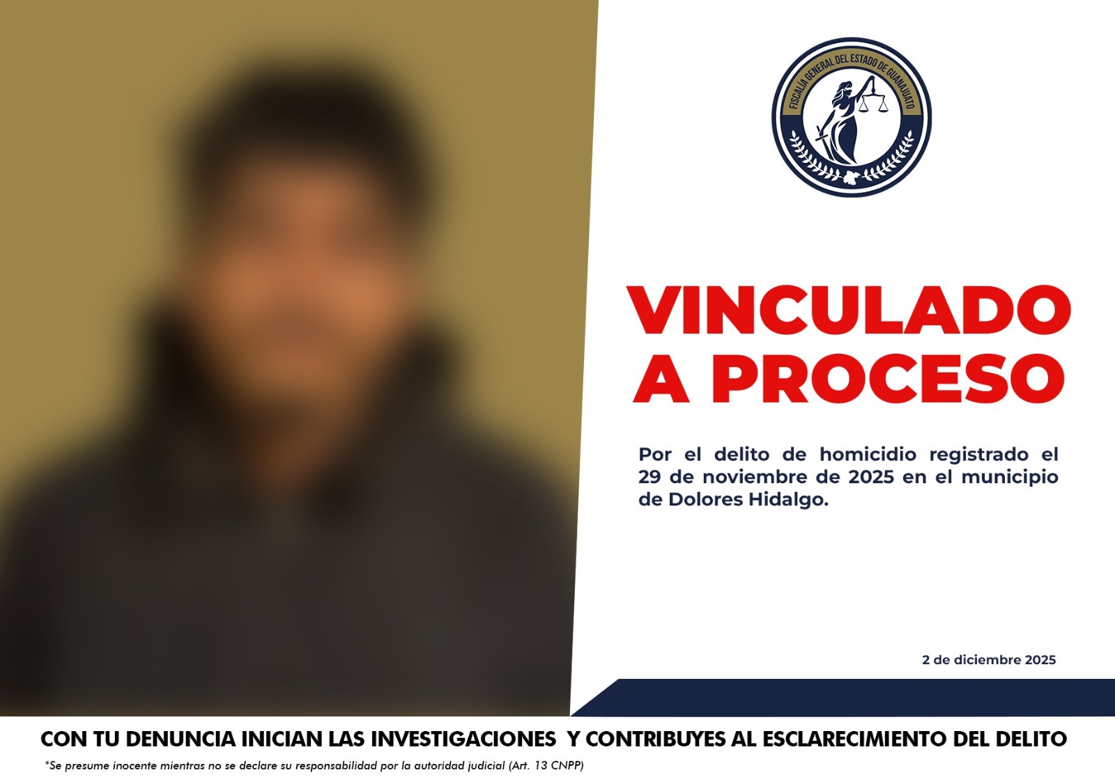 EN DOLORES HIDALGO, UN HOMBRE ES VINCULADO A PROCESO POR HOMICIDIO